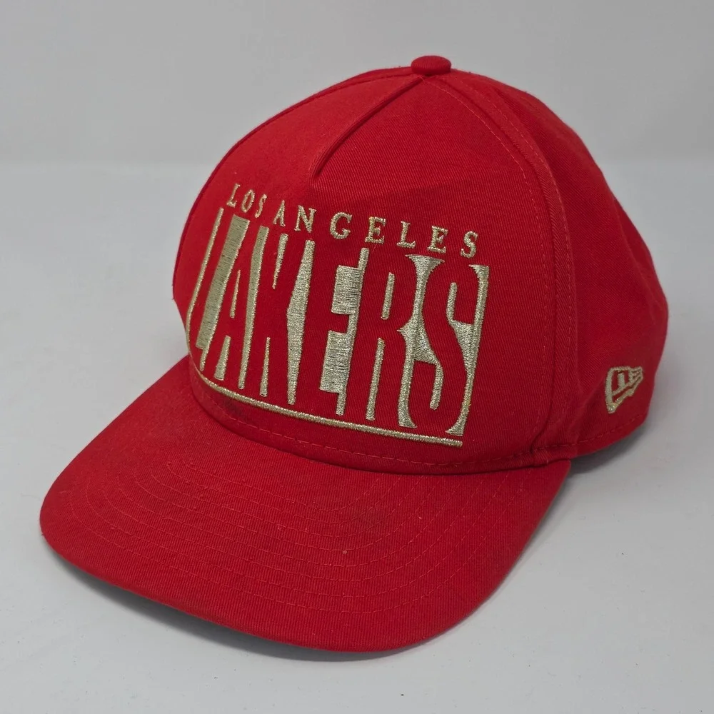 New Era 9 Fifty Los Angeles Lakers Red Gold Metallic Snapback Hat NBA Basketball